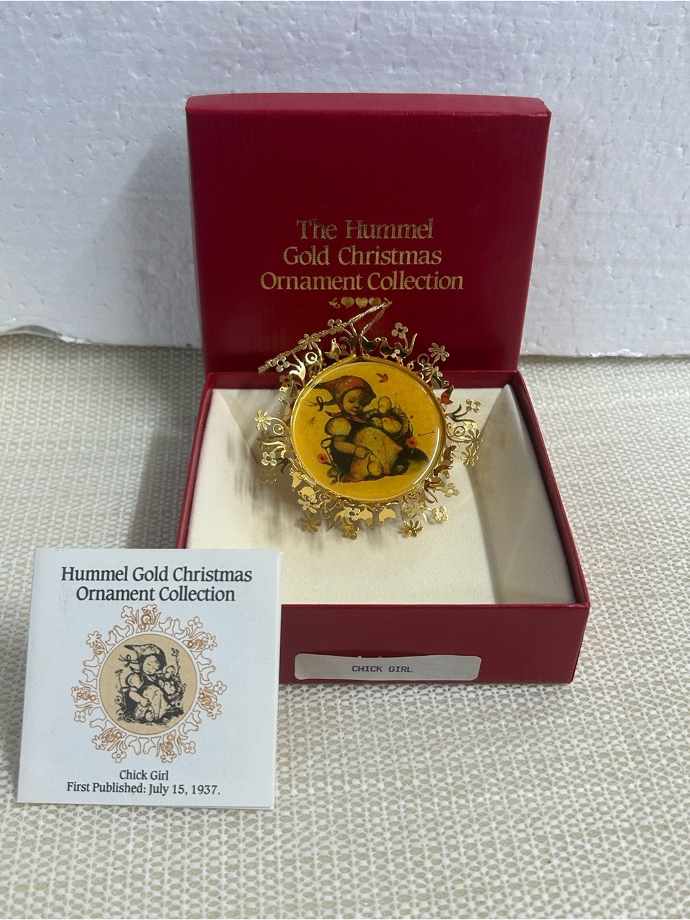 Hummel Gold and Yellow 'Chick Girl' Ornament